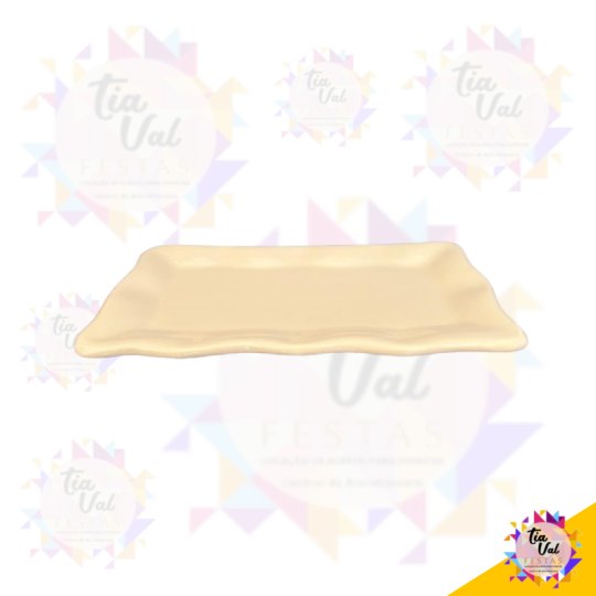 PRATO RETANGULAR BABADO BEGE 27 X 17