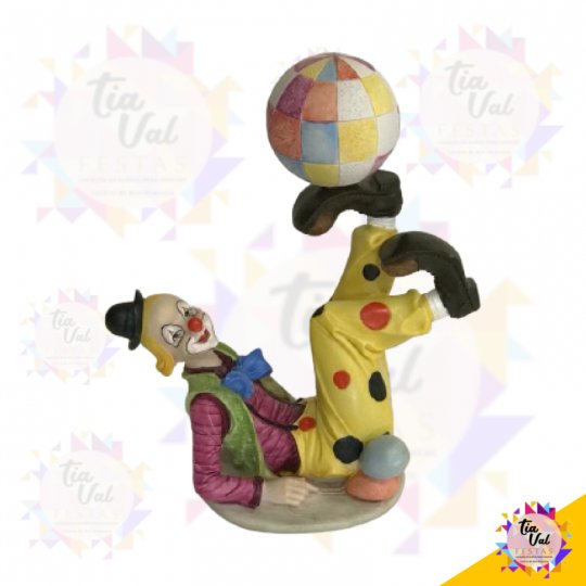 PALHAÇO EQUILIBRISTA COM BOLA - CIRCO -  (RESINA)