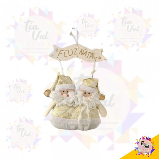 PAPAI NOEL BRANCO/DOURADO C/ PLACA  P - NATAL