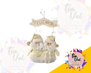 Foto de PAPAI NOEL BRANCO/DOURADO C/ PLACA  P - NATAL