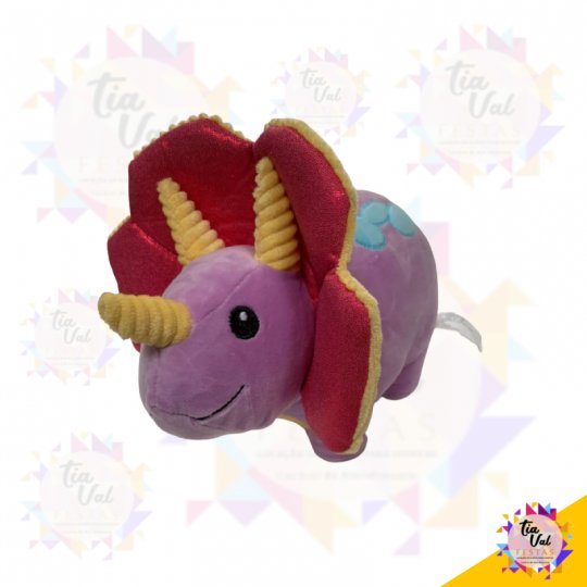 PELUCIA DINO BABY LILAS COM AMARELO