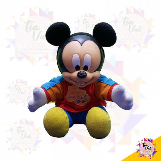 PELUCIA MICKEY BABY (JAQUETA VERMELHA C/ LARANJA)