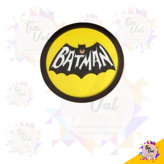 PLACA BATMAN REDONDA AMARELA