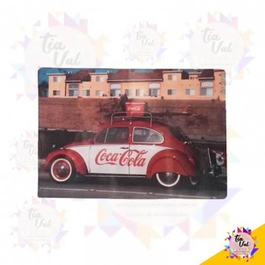 PLACA COCA COLA FUSCA COM CAIXA TERMICA