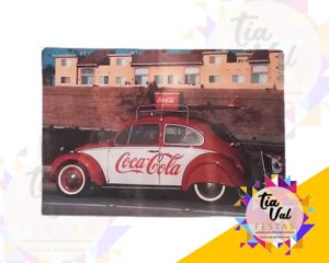 Foto de PLACA COCA COLA FUSCA COM CAIXA TERMICA 