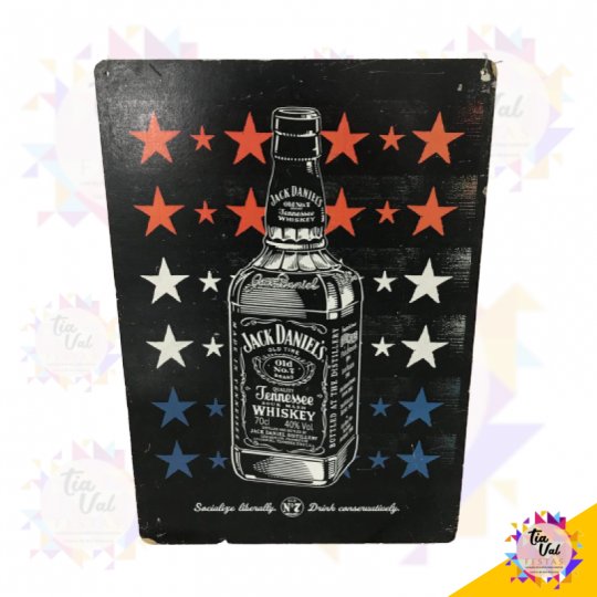 PLACA JACK DANIEL GARRAFA C/ ESTRELAS