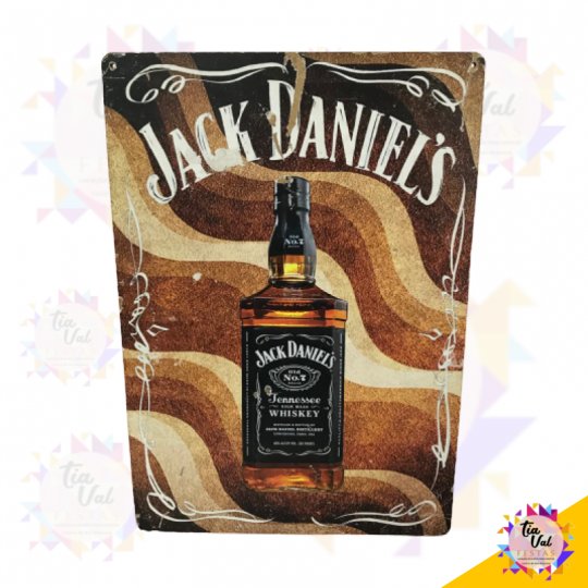 PLACA JACK DANIEL GARRAFA C/ FUNDO MARRON