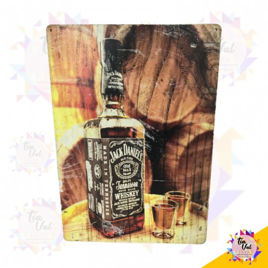 PLACA JACK DANIELS GARRAFA C/ COPOS