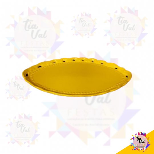 PORCELANA AMARELA BANDEJA OVAL PASSA FITA