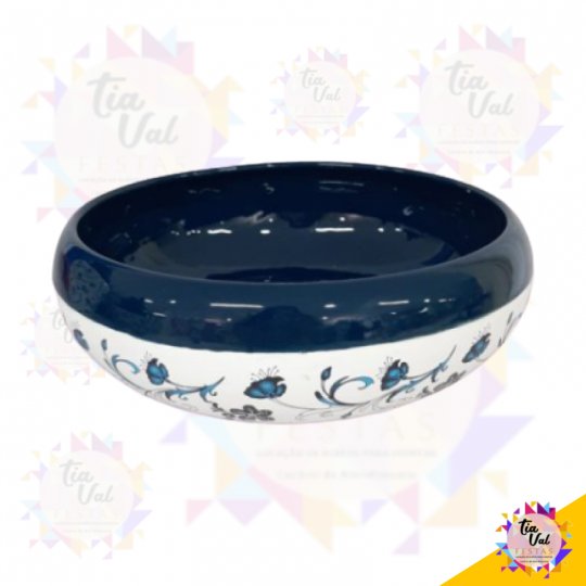 PORCELANA AZUL C/ BRANCO VASO IKEBANA GRANDE