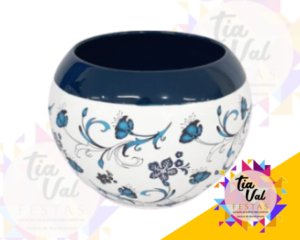 Foto de PORCELANA AZUL C/ BRANCO VASO REDONDO MEDIO