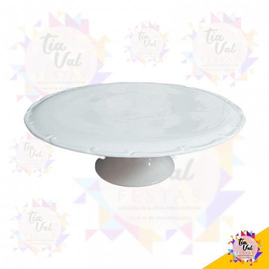 PORCELANA BRANCA PRATO REDONDA LISO C/ PÉ - 30CM