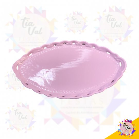 PORCELANA ROSA BANDEJA OVAL PASSA FITA