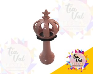 Foto de Porcelana rosa pedestal c/ coroa c/ base preta