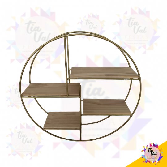 PORTA DOCES DOURADO REDONDO - FERRO - MADEIRA