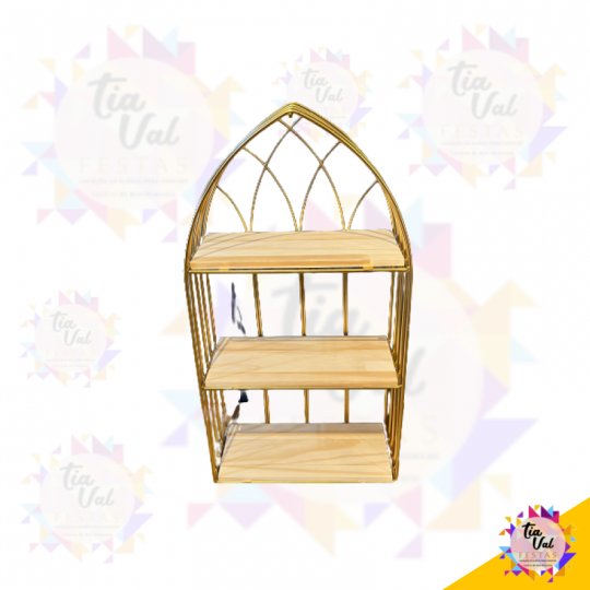 PORTA DOCES DOURADO GAIOLA METAL 3