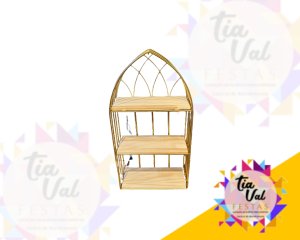 Foto de PORTA DOCES DOURADO GAIOLA METAL 3