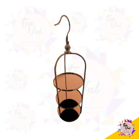 PORTA DOCES DOURADO - METAL - 03 ALTURAS