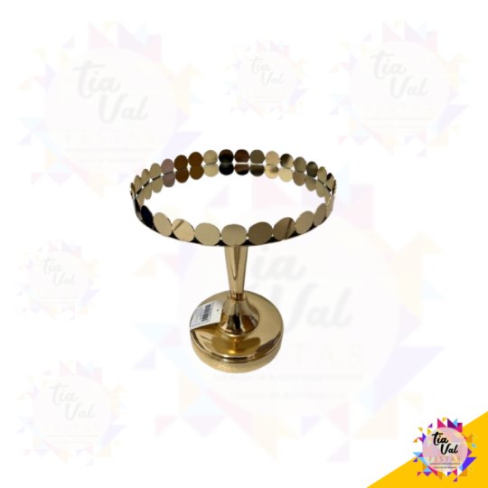 PORTA DOCES DOURADO - MOEDAS - 20 CM