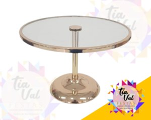 Foto de PORTA DOCES DOURADO REDONDO  VIDRO PEQUENO - 30 CM