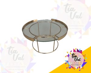 Foto de BANDEJA REDONDA LUXO DOURADA / VIDRO