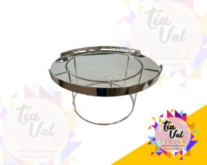 Foto de BANDEJA REDONDA LUXO PRATA / VIDRO