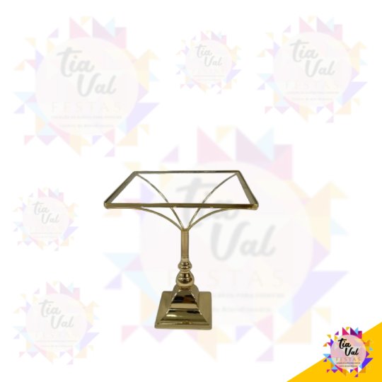 PORTA DOCES QUADRADO DOURADO - GRANDE