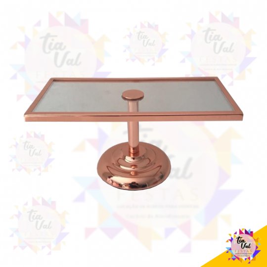 PORTA DOCES ROSE BASE VIDRO RETANGULAR GRANDE