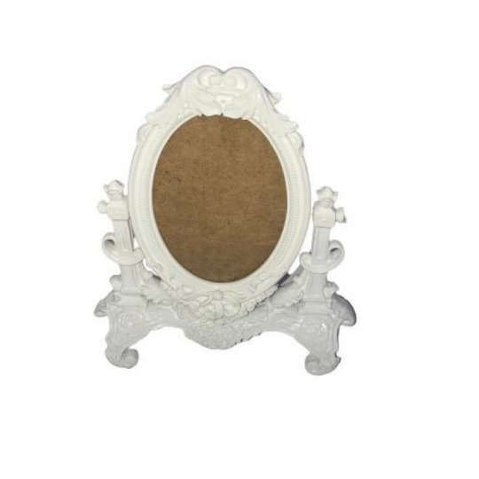 PORTA RETRATO BRANCO OVAL S/ ESPELHO (RESINA)