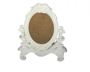 Foto de PORTA RETRATO BRANCO OVAL S/ ESPELHO (RESINA)