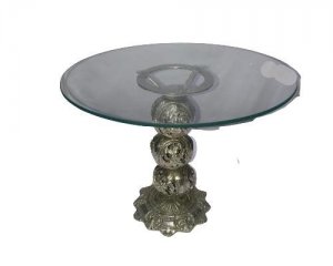 Foto de PRATA BASE P/ DOCES G (03 BOLAS) C/ VIDRO 40 CM