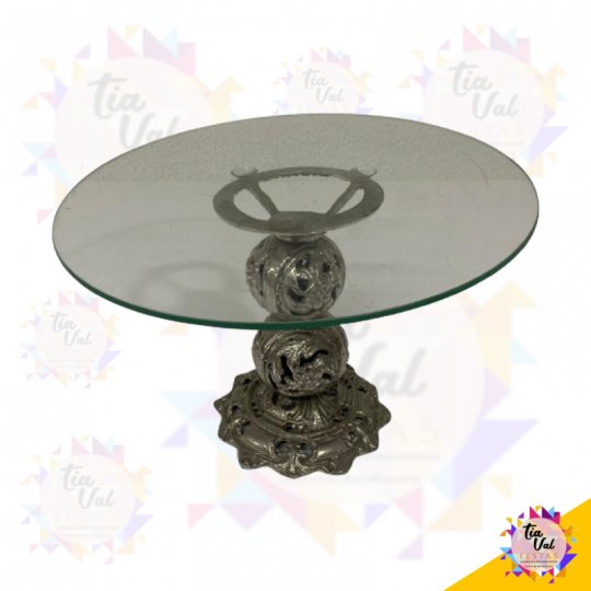 PRATA BASE P/ DOCES M (02 BOLAS) C/ VIDRO DE 40 CM