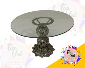 Foto de PRATA BASE P/ DOCES M (02 BOLAS) C/ VIDRO DE 40 CM