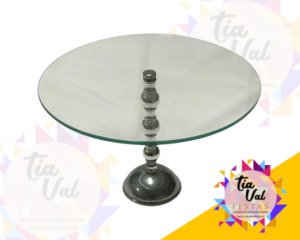 Foto de Prata Base p/ doces P (03 bolas) c/ vidro de 30 cm