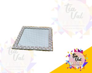 Foto de PRATO ESPELHADO QUAD C/ CRISTAL E STRASS