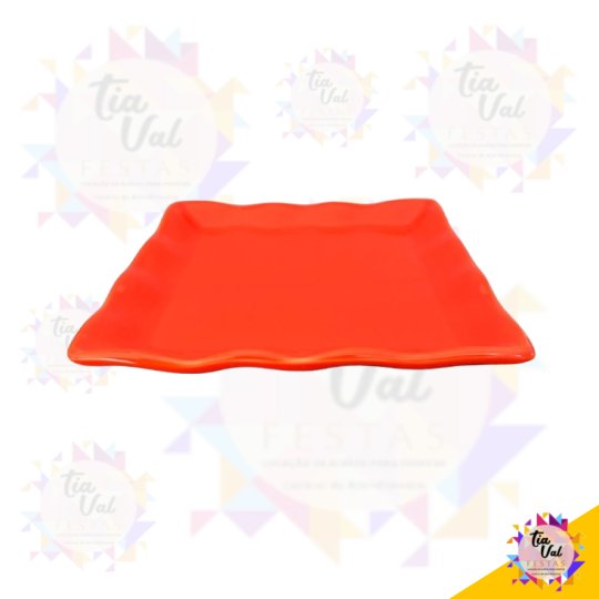 PRATO QUADRADO LARANJA BABADO 20 X20