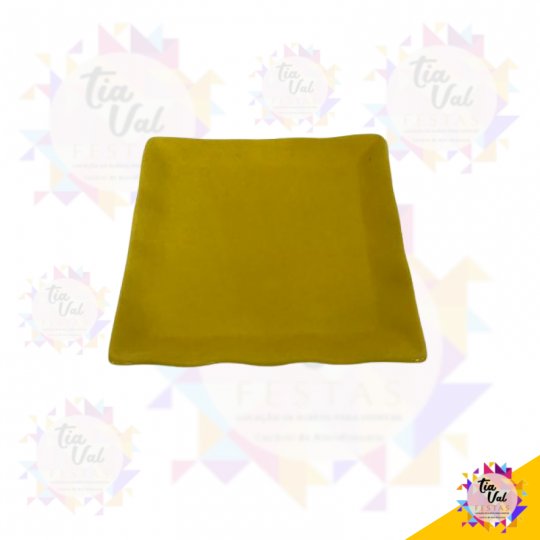 PRATO QUADRADO BABADO AMARELO 20 X 20