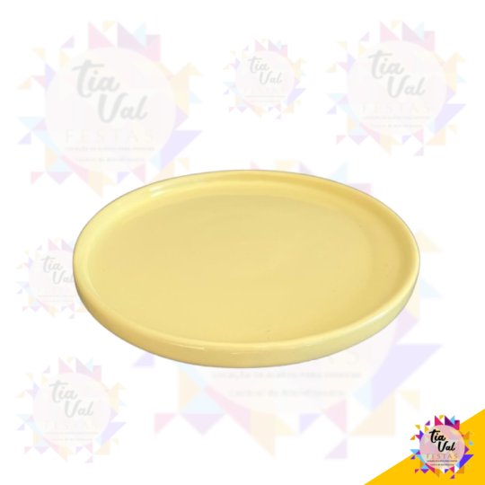 PRATO REDONDO C/ BORDA  AMARELO 20 CM