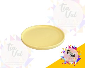 Foto de PRATO REDONDO C/ BORDA  AMARELO 20 CM