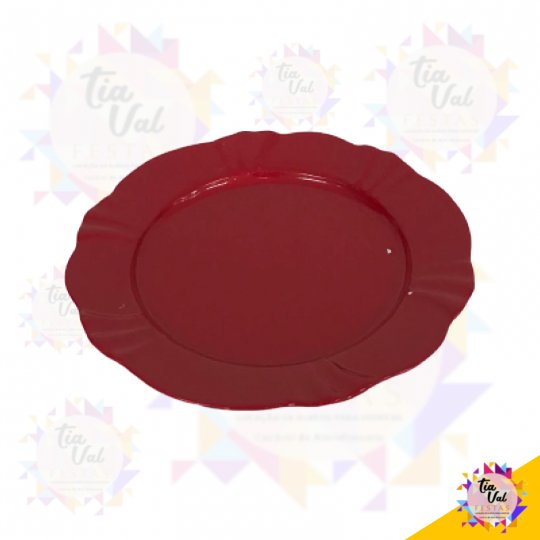 PRATO REDONDO VERMELHO LISO (PEQUENO)