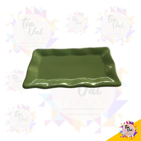 PRATO RETANGULAR BABADO VERDE  27,5 X 17