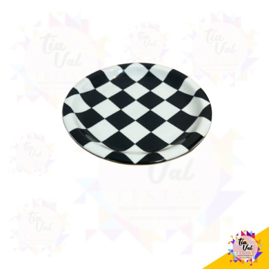 PRATO XADREZ - BANDEJA - 18 CM DIAMETRO