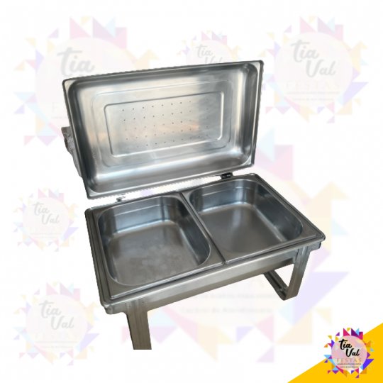 RECHAUD BRINOX RETANGULAR - TAMPA FIXA- 02 OPÇOES - INOX