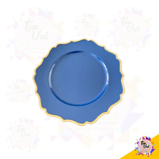 SOUSPLAT AZUL COM BORDA DOURADA - PALSTICO