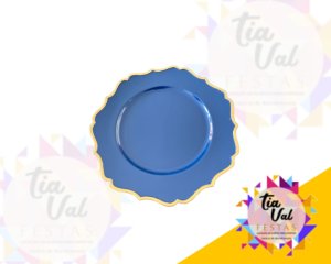 Foto de SOUSPLAT AZUL COM BORDA DOURADA - PALSTICO