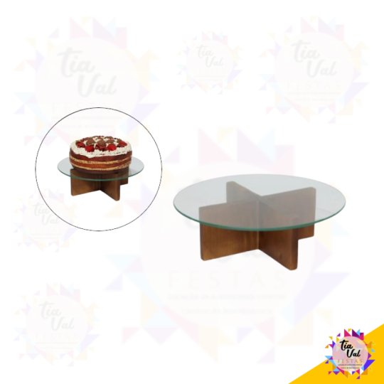 SUPORTE RUSTICO COM VIDRO 15 X 25 X 25