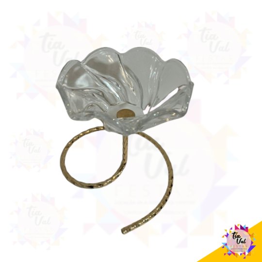 SUPORTE  - VIDRO - DOURADO - FLOR