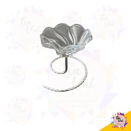 SUPORTE  - VIDRO - PRATA - FLOR