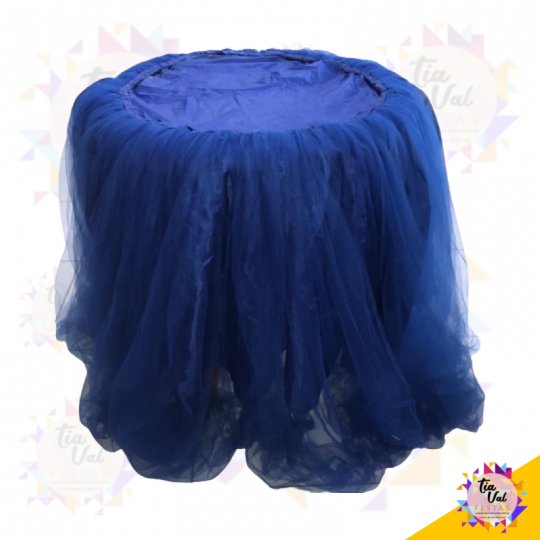 TOALHA DE TULE REDONDA AZUL ROYAL*