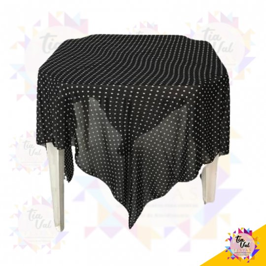 TOALHA QUADRADA 1,50M PRETA C/ POA BRANCA